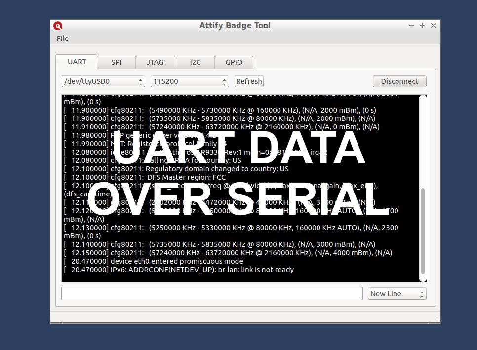 Bootup messages of a device over UART serial