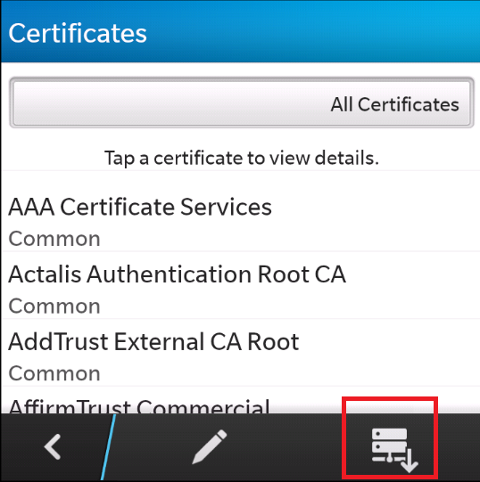 Importing certificates in Blackberry