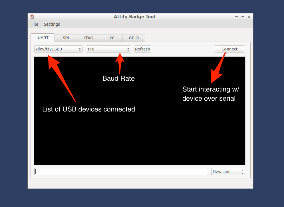 Connect over UART using Attify Badge tool