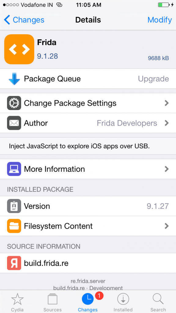 Installing Frida from Cydia